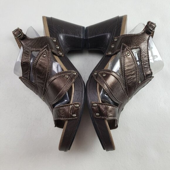 Dansko Nina Slingback Platform Sandal Womens 9.5-10 40 Brown Leather Heeled Shoe - Picture 6 of 11